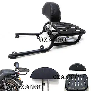 OZANGO Aluminum Alloy Bike ZL08 Harley Style Luggage Carrier with Cushion Support Adjustable Backrest Bar Compatible for ROYAL ENFIELD Thunderbird 350 and Thunderbird 350, Black