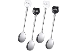 QCCIGE cucchiaini da caffè a forma di testa di gatto in acciaio inox, cucchiaio per amanti dei gatti, cucchiaio carino, paletta per torta gelato per mescolare lo zucchero del tè (nero, bianco)
