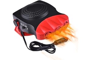 ESTOVE Car Heater,Fast Heating Defrost Defogger, 2 in1 Fast or Cooling Fan, Outlet Plug in Cigarette Lighte,12V Automobile Windscreen Fan for All Cars Portable Electronic Heater Auto Heater, black