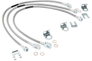 Rough Country Edelstahl Bremsleitungen für 1987-2006 Jeep Wrangler TJ/YJ/XJ - 89715, vorne/hinten, rostfrei