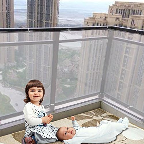 Sinotop Safe Rail Net Indoor Balcony and Stairway Safety Net Durable for Kids Pet Safety Banister Stair Mesh Net Protector Grey 2m