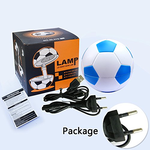 Happy Dream Schreibtischlampe LED kinder Tischlampe höhenverstellbar Faltbare, Fußball Modellieren LED baby Tischleuchte / Nachttischleuchte Leselampe. USB-Ladeanschluss,dimmbare LED Tischleuchte Augenschutz 。(blau) - 6