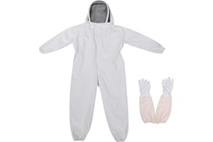Zerodis Apicole Costume Équipement de Protection Professionnel Anti Abeille avec Longs et Capuchon en Voile pour Apiculture Apiculteur - Blanc (L)
