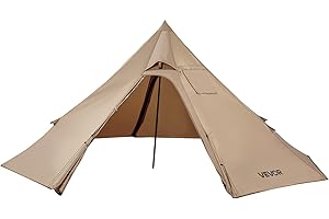 VEVOR Hot Tent, Camping Tipi Hot Tents with Stove Jack, Portable Winter Camping Tents with Snow Skirt, Easy Setup, Waterproof 4 Season Shelter Tents for Fishing Backpacking