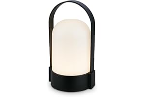 BRILONER - LED Tischlampe kabellos IP44 mit Touch, dimmbar in Stufen, USB, Akku tauschbar, Nachttischlampe, Leselampe, LED Lampe, Campinglampe, Tischleuchte, Akku Lampe, Outdoor, 9x8x15,5 cm, Schwarz