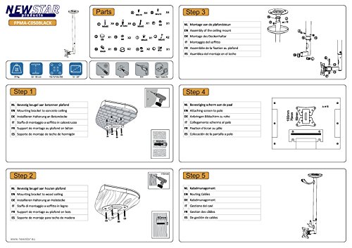 Compara Precios Para NewStar FPMA-C050BLACK - Soporte de techo para TV
(10"-30", inclinación 20°, ángulo de giro 0 - 180°), negro Comentarios