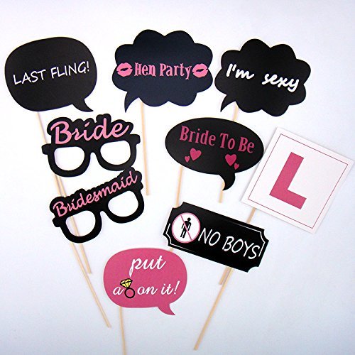 iLoveCos Bride to be Photo Booth Props Set Tiara Schleier Henne Party Dekorationen Braut zu sein Photo Booth Partei Bevorzugungen Dress-up Zubehör Fun Dekoration - 4