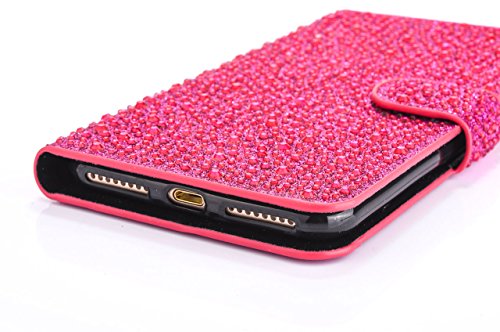 iPhone 6S Plus Glitzer Hülle,iPhone 6 Plus Leder Hülle,Hülle Flipcase für iPhone 6S Plus/ 6 Plus with 5,5 Zoll,Vintage Elegant Edel Einfarbig Matt Luxus Mode Raindrop Muster Glitter Glitzer Bling Diamond Ultra Weich Schlanke Ledertasche Brieftasche mit Magnetverschluss Flip Frau Mädchen Komplett Schutz Schutzhülle Handyhülle Etui Case Cover für Apple iPhone 6/6S Plus - 4