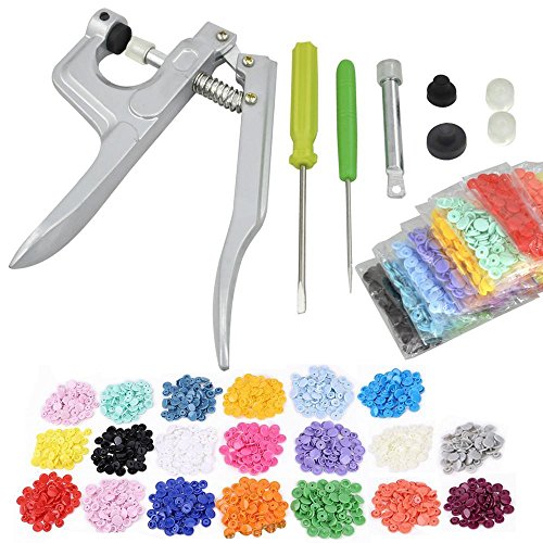 Yahee 350 Set T5 SNAPS Druckknopf Zange Druckknöpfe 25 Farben Nähfrei Buttons - 3