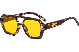 LJCZKA Okulary przeciwsłoneczne w stylu retro, dla kobiet i mężczyzn, kwadratowe, podwójne, klasyczne, płaskie okulary przeciwsłoneczne z ochroną UV400