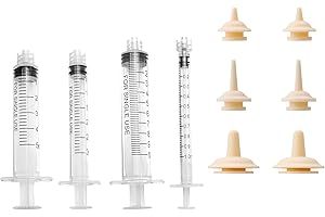 Lucxhcky 14PCS Pet Nursing Kit with 1ml 3ml 5ml 10ml Syringes 4 Short and 4 Long Teats 2 Large Bottles for Newborn Kittens Puppies Anti Choke Feeding Set