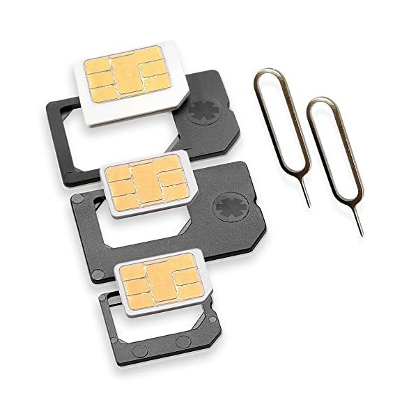Nano Sim und Micro Sim Adapter KOMPLETT-SET (5er-SET) mit 2x Simnadel Eject Pin, Adapter sind zur Verwendung von NanoSIM und MicroSIM Karten als Micro Sim oder normale Sim Karte für alle Handys im Charmate® Druckverschlussbeutel