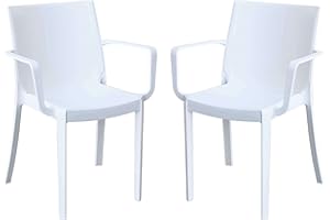 milani home Set di 2 Sedie Impilabili in plastica Taupe Polipropilene per Giardino Portico Terrazzo, per Locali, Bar, Ristoranti, Agriturismo, Pasticcerie