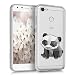 Produktbild kwmobile Hülle für ZTE Blade A6 - TPU Silikon Backcover Case Handy Schutzhülle - Cover klar Panda Baby Geometric Design Schwarz Weiß Transparent