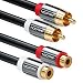 Produktbild deleyCON 15m Cinch Verlängerung Cinch RCA Verlängerungskabel Stereo Audio Kabel 2x Cinch Stecker zu 2x Cinch Buchse vergoldete Metallstecker Schwarz