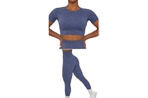 Générique Ensemble sport femme- Vêtements Sport pour Femme 2 Pièces-Sport Legging-Tee-Shirt-Fitness-Yoga-Amincissant-Push up-Respirant-Qualité premium-Non Transparent Ebook Sport OFFERT