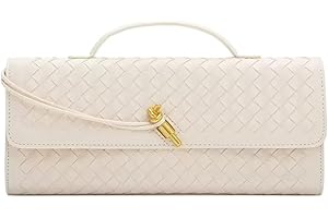 AWUXINE Handmade Woven Evening Bag for Women Casual Clutch Purse Leather Shoulder Handbag Fashion Crossbody Bag