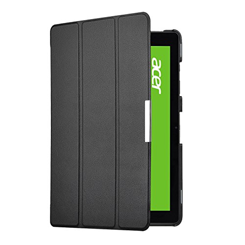 Acer Iconia One 10 B3-A30 Hülle, IVSO Ultra Schlank Superleicht Ständer Slim Leder zubehör Schutzhülle für Acer Iconia One 10 (B3-A30) 25,7 cm (10,1 Zoll HD) Tablet-PC perfekt geeignet (Schwarz) - 7