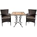 Produktbild Multistore 2002 3tlg. Sitzgruppe Mosaiktisch Quadratisch 70x70xH68cm + 2X stapelbare Rattansessel inkl. Sitzkissen Braun Bistrogarnitur