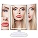 Produktbild KINLO Faltbarer Kosmetikspiegel mit LED Beleuchtung Make-up Spiegel und 2X/3X Vergrößerung Schminkspiegel Beleuchtet mit Blendfreier Bleuchtung Akku oder USB, 180° Drehbarer Vergrößerungsspiegel