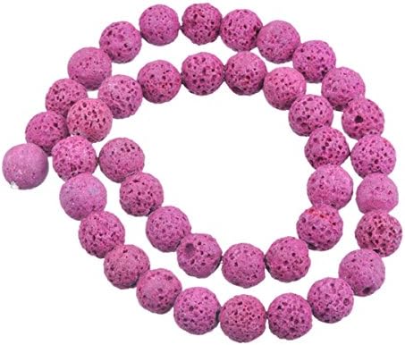 Shichique Rose Red Natural Lava Rock Stone Gemstone Round Loose Volcanic Beads String 12mm