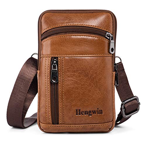 hengwin - Bolso al hombro para hombre Marrón marrón small