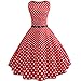 Produktbild Neun Vintage KleidYesmile Jahre Kleider Damen Polka Dots Solide Kappen Hülse Retro Vintage Sommerkleid Rot Sexy Party Picknick KleidRundhals Abendkleid Prom Swing Kleid (S, Rot-1)