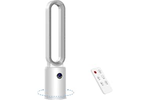 YAZEKY Ventilatore a Torre Senza Pale,Ventilatore a Colonna Silenzioso con Telecomando,24 Velocità,Oscillazione 60°,Display LED,Timer 12 Ore,97 cm Ventilatore Potente per Ufficio,Soggiorno (Argento)