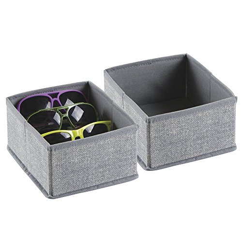 Mdesign 2er-Pack Stoffbox für Schrank oder Schublade – die ideale Aufbewahrungsbox (Stoff) – flexibel verwendbare Stoffkiste – Farbe: grau - 4