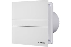 Cazooo 100mm Bathroom Extractor Fan, 115m³/h Beige Glass Silent Bathroom Fan with Backflow Flap, Wall/Window/Ceiling Mounted Extractor Fan for Shower Kitchen Toilet, 10W, 31 dB, White (No Timer)