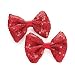 Pair of Red Sequin Covered Bow Motif Beak Hair Clips