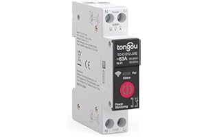 TONGOU 63A Interruttore su Guida DIN Interruttore Smart WIFI Telecomando per Telefono Cellulare Senza Fili Contatore Energia Elettrica，Misuratore Consumo Elettrico，Contatore di Corrente con GuidaDIN