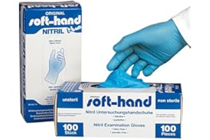 SERVOPRAX SOFT-HAND Soft-Hand H9 7001 Nitril Handschuhe, puderfrei, M, Blau (100-er Pack)