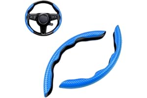 MZOLIFE Car Steering Wheel Cover, Universal Segmented Steering Wheel Protection, Carbon Fibre Steering Wheel Cover, Pack of 2, Non-Slip Steering Wheel Booster Cover (Blue)