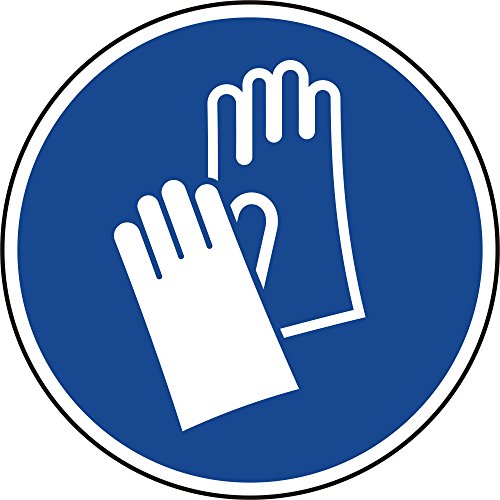 Preisvergleich Produktbild Gebotszeichen - Handschutz benutzen - Ø 30 mm - 12 Gebotsschilder aus Polypropylen Folie, blau, permanent haftend