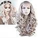 Produktbild Cbwigs T4503/1001 NEW Style Long Realistic Charming Wave Grey Synthetic Lace Front Cosplay Wig Party Wig by CBWIGS