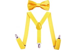 LOVELEGIS Bretelle bambino - papillon - completo - bretelle elastiche regolabili - farfallino y - tinta unita - Idea regalo Natale e compleanno