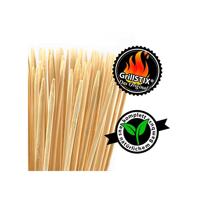 Grillstix Das Original 100 Stck 90cm Grill Spiee Frs Lagerfeuer Aus 100 Bambus Holz Spiee Extra Lang Xxl Fr Marshmallows Stockbrot Wrstchen Grill Feuerschale