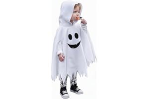 Difertes Geist Kostüm Kinder, Halloween Kostüm Kinder Gespenst Geister für Kleinkind Baby Mädchen Jungen, mit Armlöchern (6–24 Monate, 2 3 4 5 Jahre, Größe 74 80 86 92 98 104)