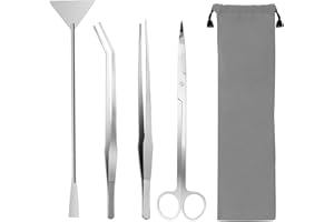Zhaoyao Aquarium Aquascape Tools Kit, 4 in 1 Anti-Rust Aquatic Plant Aquascaping Tool Stainless Steel Black Tweezers Scissors Spatula for Aquarium Tank Clean Fish Tank Aquascape Tools Sets (Silver)