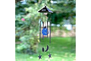 Garden Mile Star and Moon Solar Wind Chimes For Garden Windchimes Lights Solar Powered Wind Chimes For Gardens Light Hanging Lights Outdoor Gardens Hanging Solar Ornaments