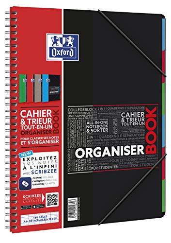 OXFORD Cahier Organiserbook Polypropylene Avec trieur Integre 160 pages 245 x 31 cm Etudiant