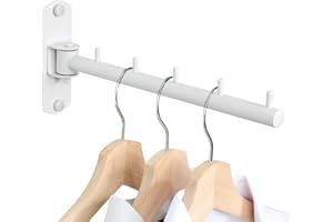 Mooche Clothes Rail Wall Mounted White, Left-Right Swivel Clothes Rail, Wall Drying Rack, SUS304 Stainless Steel Rack, for Wardrobe Bedroom Living Room 275MM