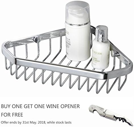 VERSACE DUNN Bathroom Corner Basket, Chrome Plated Brass Bathroom Sink Basket, Wall Mount Mounted Single Tier Shower Basket for hotel