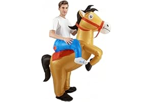 Indimization Inflatable Horse Costume for Adults Funny Blow up Ride on Horse Cowboy Costume for Halloween Party Fancy Dress Cosplay(150-190cm)