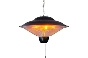 ‎HOME>IT Home It® Hanging Heater Infrared Ceiling - 1500 W Infrared Heater Patio with 2 Heat Settings (750 W/1500 W), Splash-proof (IP34), High-Quality Workmanship, Ideal for Balcony and Outdoor Use