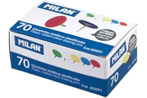 Caja 70 chinchetas metálicas plastificadas en colores surtidos MILAN®