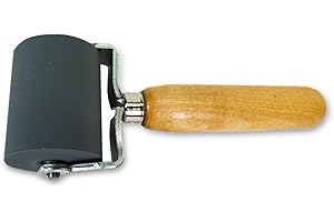 DYNAMAT Dyna-Roller 10007 - Strumento di installazione resistente professionale con manico in legno e rullo in gomma largo 5,1 cm