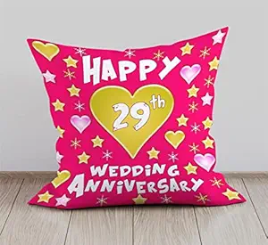 DreamVio Happy 29th Anniversary Cushion, Gift Cushion for Husband, Wife,Couples, Friends on Birthdays & Anniversaries Color : Pink (12 x 12 inch)
