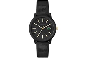 Lacoste Damski Analogowy Zegarek Kwarcowy z Silikonowym Paskiem 2001212, Czarny